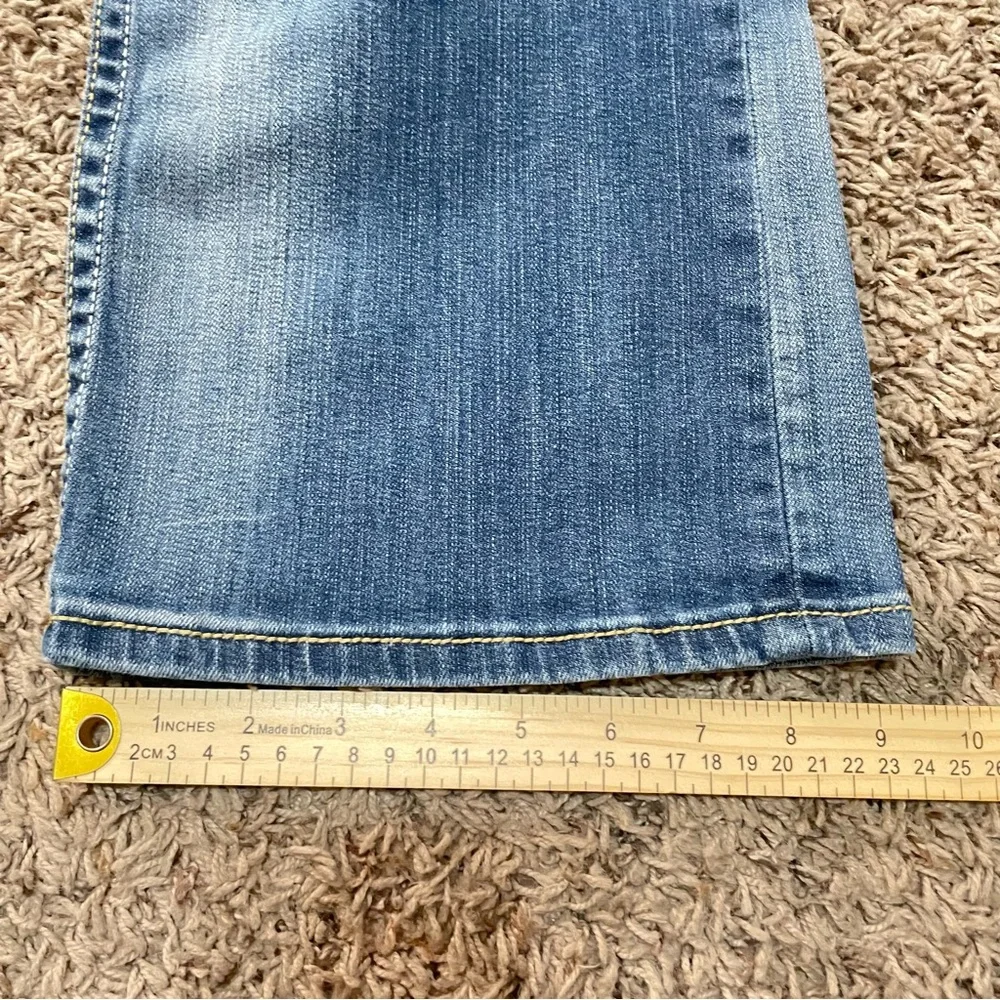 Womens Cowgirl Tuff Don't Fence Me‎ In Blue Denim Boot Jeans Size 35x31